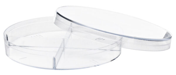 25PK Petri Dishes - 100 x 15mm - Four Compartments - Polystyrene