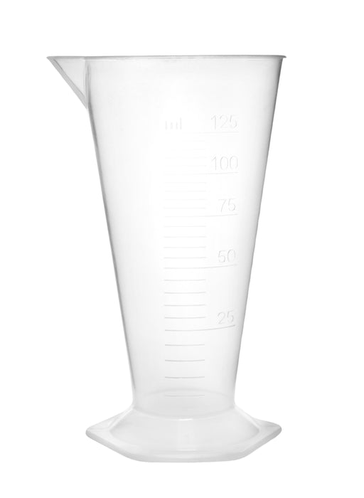 Conical Measure, 125ml - Polypropylene - Raised Graduations - Hexagonal Base