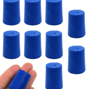 Neoprene Stoppers, Solid Blue - Size: 19mm Bottom, 22mm Top, 28mm Length - Pack of 10