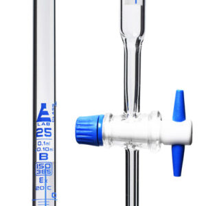 Schellbach Burette, 25mL - Class B -  PTFE Stopcock - Blue Graduations - Borosilicate Glass