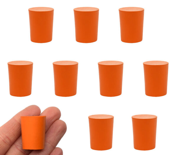 10PK Rubber Stoppers - Solid - 18mm Bottom 21mm Top 26mm Length