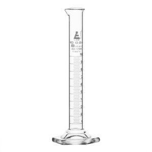 Graduated Cylinder, 10ml - Class B - White Graduations, Hexagonal Base