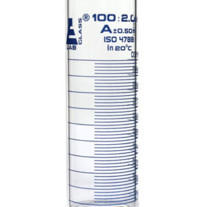 Measuring Cylinder, 100ml - Class A - Squat Form, Blue Graduations