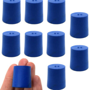 Neoprene Stoppers, Solid Blue - Size: 23mm Bottom, 26mm Top, 28mm Length - Pack of 10