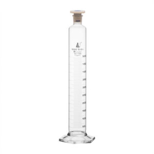 Measuring Cylinder, 500ml - Class B - 24/29 Polypropylene Stopper - Hexagonal Base, White Graduations - Borosilicate Glass - Eisco Labs