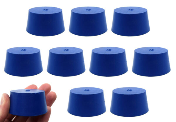 10PK Neoprene Stoppers, Solid - ASTM - Size: #10 - 42mm Bottom, 50mm Top, 25mm Length