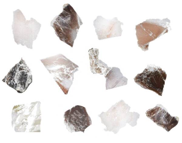 12PK Raw Muscovite Mica, Mineral Specimen - Approx. 1"- Geologist Selected & Hand Processed - Great for Science Classrooms - Eisco Labs