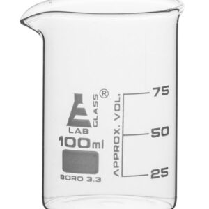 Beaker, 100ml - Low Form - 25ml Graduations - Borosilicate Glass