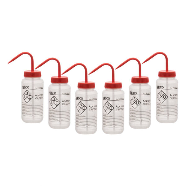 6PK Performance Plastic Wash Bottle, Acetone, 500 ml - Labeled (1 Color)