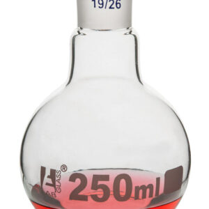 Boiling Flask with 19/26 Joint, 250ml Capacity, Flat Bottom, Interchangeable Screw Thread Joint, Borosilicate Glass - Eisco Labs