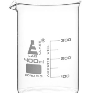 Beaker 400ml - Low Form - 50ml Graduations - Borosilicate Glass