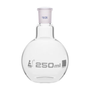 Florence Boiling Flask, 250ml - 19/26 Joint, Interchangeable - Borosilicate Glass - Flat Bottom, Short Neck - Eisco Labs