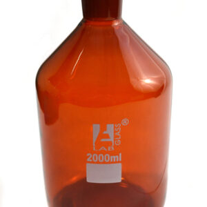 Eisco Labs 2000 ml Amber Reagent Bottle , Narrow Mouth with Acid Proof Polypropylene stopper, socket size 34/35