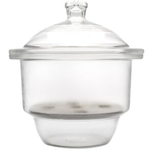 Desiccator, with Knob Cover - 7.5" Porcelain Plate - Borosilicate Glass - Eisco Labs