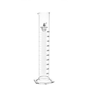 Graduated Cylinder, 500ml - Class B - White Graduations, Hexagonal Base