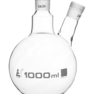 Distillation Flask with 2 Necks, 1000ml Capacity, 24/29 Joint Size, Interchangeable Screw Thread Joints, Borosilicate Glass - Eisco Labs