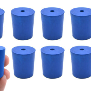 Neoprene Stoppers, 1 Hole - Blue - Size: 21mm Bottom, 24mm Top, 28mm Length - Pack of 10