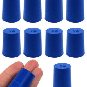Neoprene Stoppers, Solid Blue - Size: 18mm Bottom, 21mm Top, 26mm Length - Pack of 10