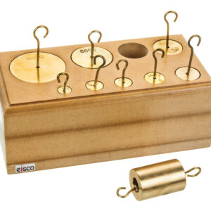 Eisco Labs Hooked Brass Weights, Set of 9 weights, 10-1000g in wooden block