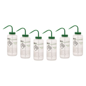 6PK Performance Plastic Wash Bottle, Methanol, 1000 ml - Labeled (2 Color)