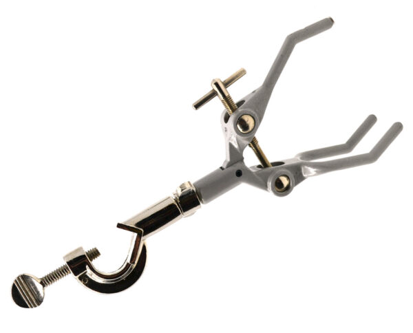 3 Prong Double Adjustable Universal Retort Clamp with Boss Head, 9" Long, 3.5" Maximum Opening - Eisco Labs