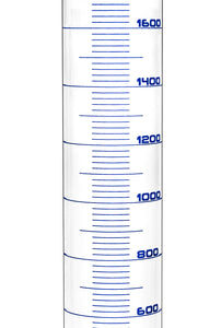 Graduated Cylinder, 2000ml - Class A - Blue Graduations, Round Base