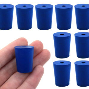 10PK Neoprene Stoppers, 1 Hole - ASTM - Size: #2 - 16mm Bottom, 20mm Top, 25mm Length