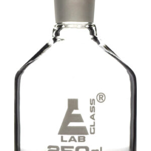 Reagent Bottle, Borosilicate Glass, Narrow Mouth with Interchangeable Hexagonal hollow glass Stopper - 250ml - Eisco Labs