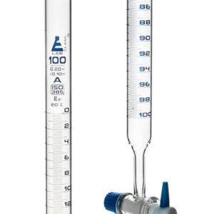 Eisco Labs Burettes - PTFE Key stopcock, Class 'A', Capacity 100ml - 0.20ml Blue Grad- Tolerance ± 0.10ml