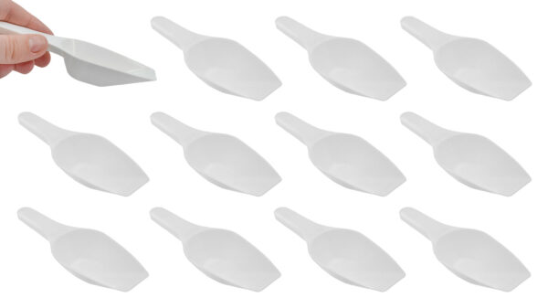 12PK Scoops, 25ml (0.85oz) - Polypropylene - Flat Bottom, Excellent for Measuring & Weighing