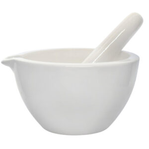 Porcelain Mortar & Pestle Set, 30oz - Heavy Duty Pattern - Unglazed Grinding Surface