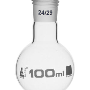 Boiling Flask with 24/29 Joint, 100ml - Round Bottom, Interchangeable Screw Thread Joint - Borosilicate Glass - Eisco Labs