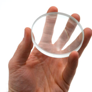 Top Spinning Base, 3" (75mm) Surface - Double Concave - Optical Glass Lens, 200mm Focal Length - Optically True - Ground, Beveled Edges - Eisco Labs
