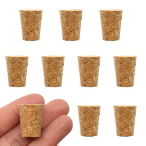 10PK Cork Stoppers, Size #5 - 12mm Bottom, 17mm Top, 22mm Length - Tapered Shape