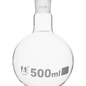Boiling Flask with 24/29 Joint, 500ml - Round Bottom, Interchangeable Screw Thread Joint - Borosilicate Glass - Eisco Labs