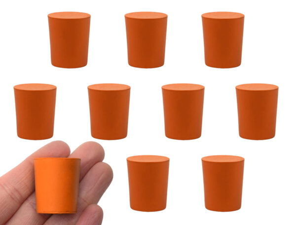 10PK Rubber Stoppers - Solid - 21mm Bottom 24mm Top 28mm Length