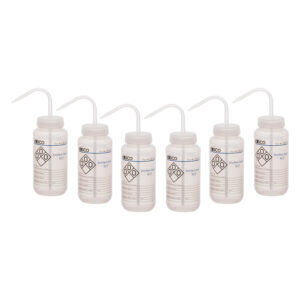 6PK Performance Plastic Wash Bottle, Distilled Water, 500 ml - Labeled (2 Color)