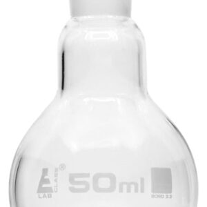 Florence Boiling Flask, 50ml - Socket Size 14/23 - Borosilicate Glass - Round Bottom, Interchangeable Joint - Eisco Labs