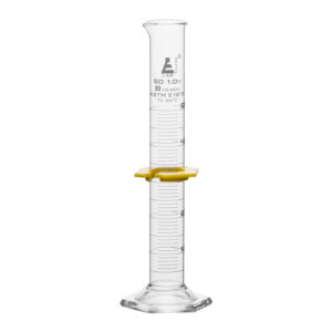 Measuring Cylinder, 50ml - Class B, ASTM - White Graduations, Hexagonal Base - Borosilicate Glass - Eisco Labs