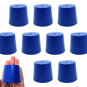Neoprene Stoppers, Solid Blue - Size: 40mm Bottom, 49mm Top, 40mm Length - Pack of 10
