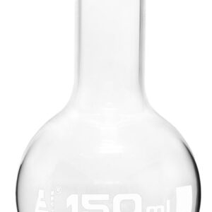 Boiling Flask 150ml - Borosilicate Glass - Flat Bottom Narrow Neck - Eisco Labs