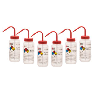 6PK Performance Plastic Wash Bottle, Acetone, 500 ml - Labeled (4 Color)