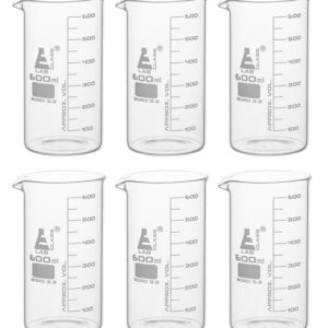 6PK Beakers, 600ml - Tall Form - Graduated - Borosilicate Glass