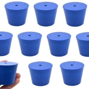Neoprene Stoppers, 1 Hole - Blue - Size: 35mm Bottom, 45mm Top, 36mm Length - Pack of 10