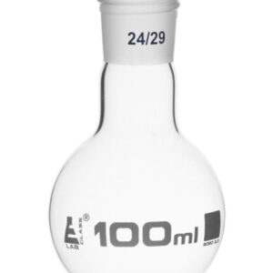 Boiling Flask with 14/29 Joint, 100ml Capacity, Flat Bottom, Interchangeable Screw Thread Joint, Borosilicate Glass - Eisco Labs