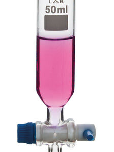 Dropping Funnel, 50ml, Cylindrical - Screw Thread, Socket Size 14/23, PTFE Stopcock, Borosilicate Glass - Eisco Labs