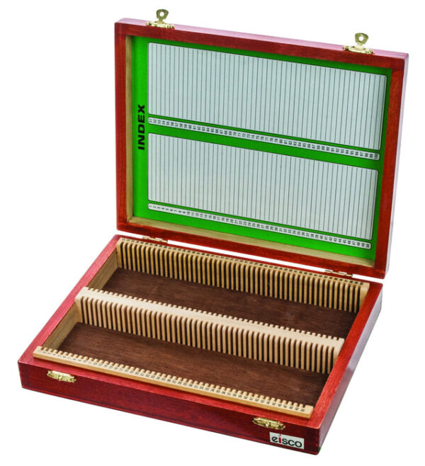 Eisco Labs BI0001C - Wooden Microscope Slide Box Holds 100 - 25x75mm Slides