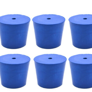 Neoprene Stoppers, 1 Hole - Blue - Size: 40mm Bottom, 49mm Top, 40mm Length - Pack of 10