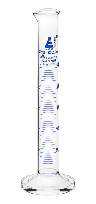 Graduated Cylinder, 25ml - Class A - Blue Graduations, Round Base