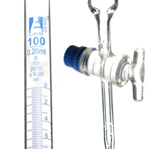 Class B 100mL Borosilicate Burette - 0.2mL Graduations - 0.2mL Tolerance - Glass Key (Smooth) Stopcock - 30.5" Tall